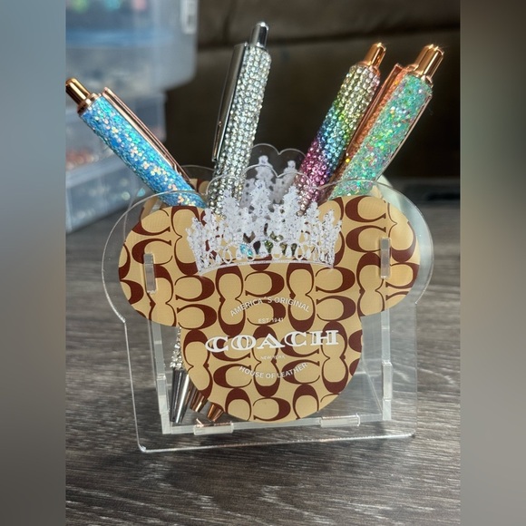 Coach Signature Pen Holder with Glitter Pens - Picture 1 of 3